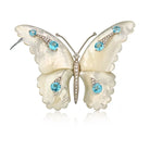 18K White Gold 1.50 carat Diamond And Aquamarine Butterfly Brooch - The Back Vault
