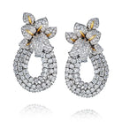 18K Two Tone 13 carat Diamond Statement Flower Earrings - The Back Vault
