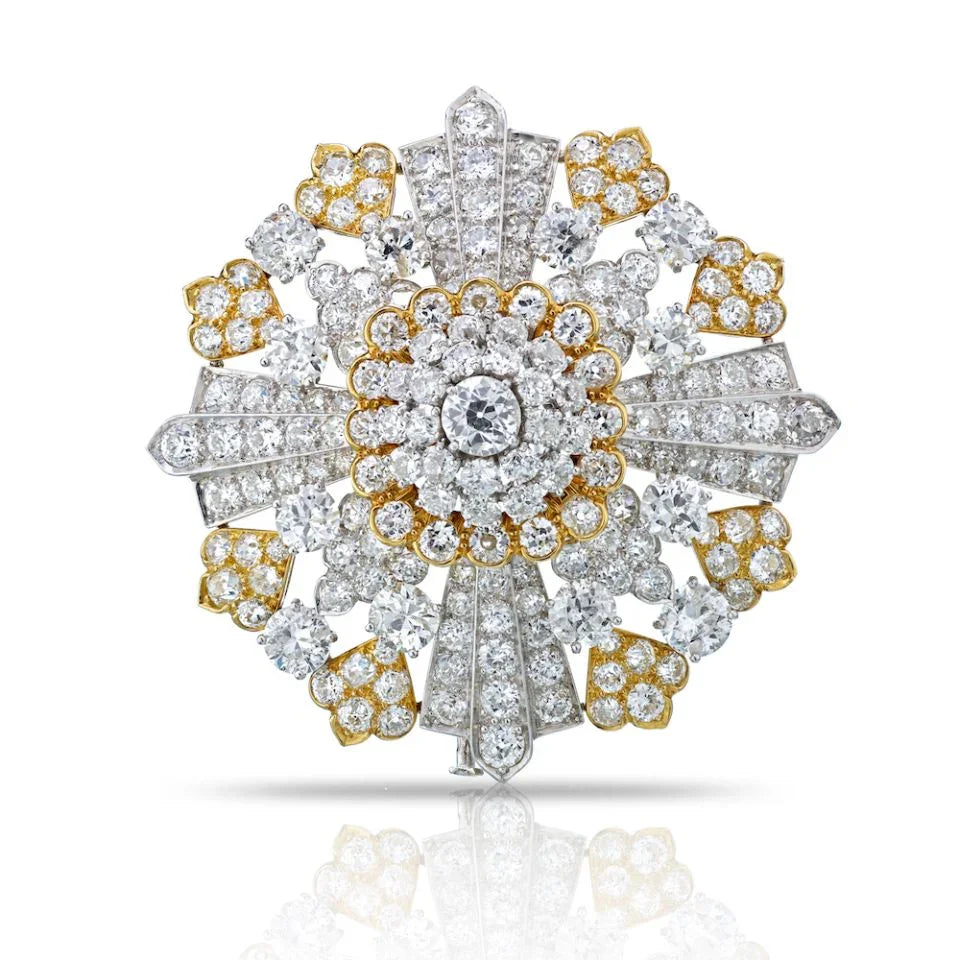 David Webb Platinum & 18K White Gold 40.00 Carat Old Cut Diamond Brooch - The Back Vault