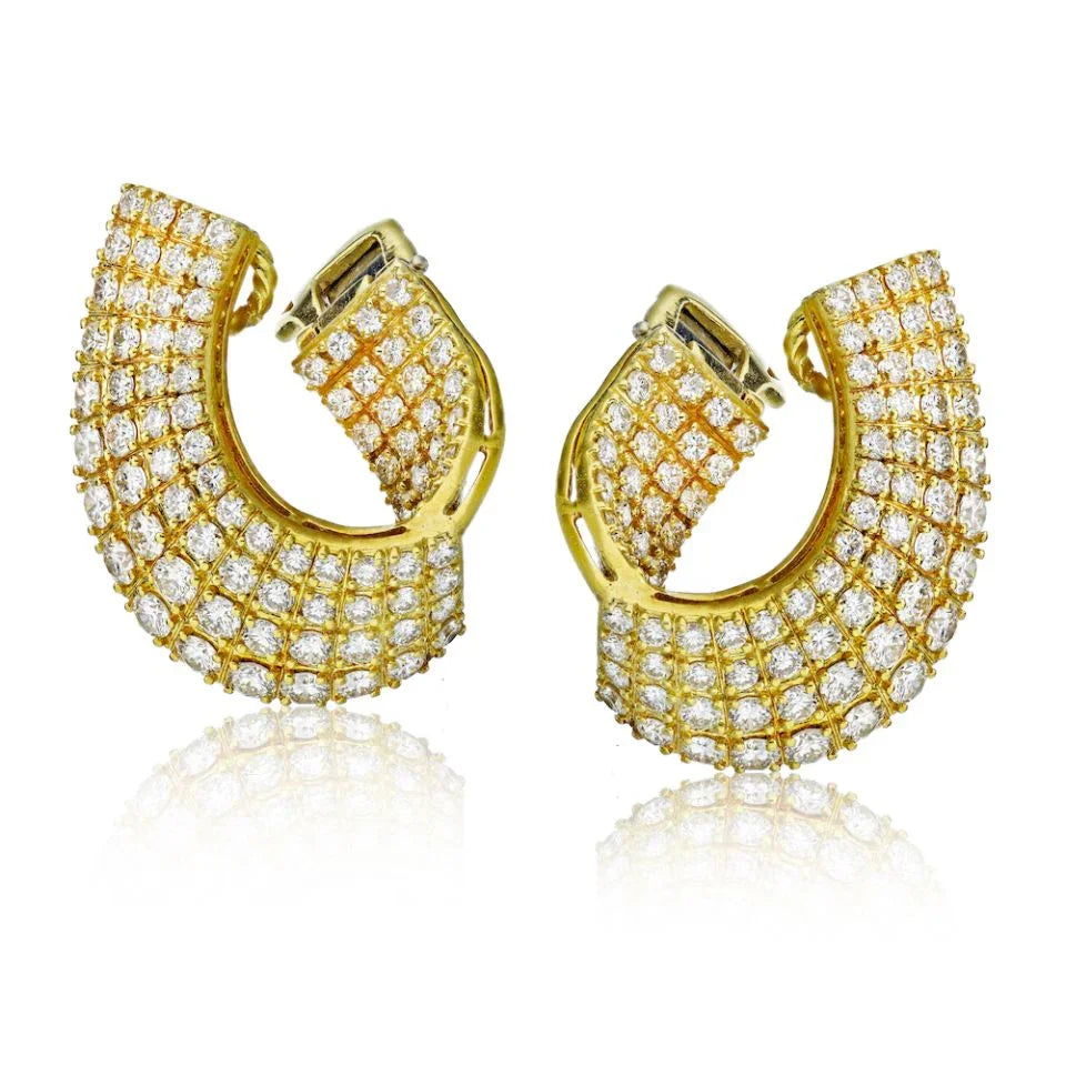 18K Yellow Gold 10 carat Diamond Fan Clip-On Earrings - The Back Vault