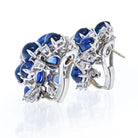 Cabochon Blue Sapphire and Diamond Flower Earrings - The Back Vault
