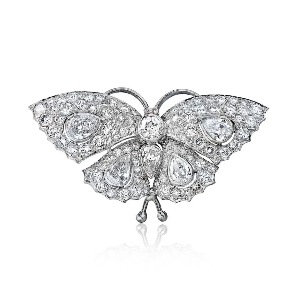 Platinum 13.50 carat Diamond Vintage Butterfly Brooch - The Back Vault