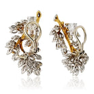 Circa 1970's Platinum & 18K Yellow Gold 10 carat Marquise Foliage Inspired Earrings - The Back Vault