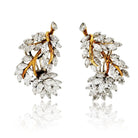 Circa 1970's Platinum & 18K Yellow Gold 10 carat Marquise Foliage Inspired Earrings - The Back Vault