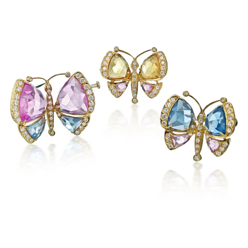 18K Yellow Gold A Set Of Three Butterflies Brooch - The Back Vault