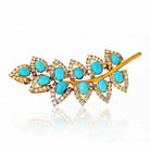Circa 1960's 18K Yellow Gold Turquoise Leaf Brooch - The Back Vault