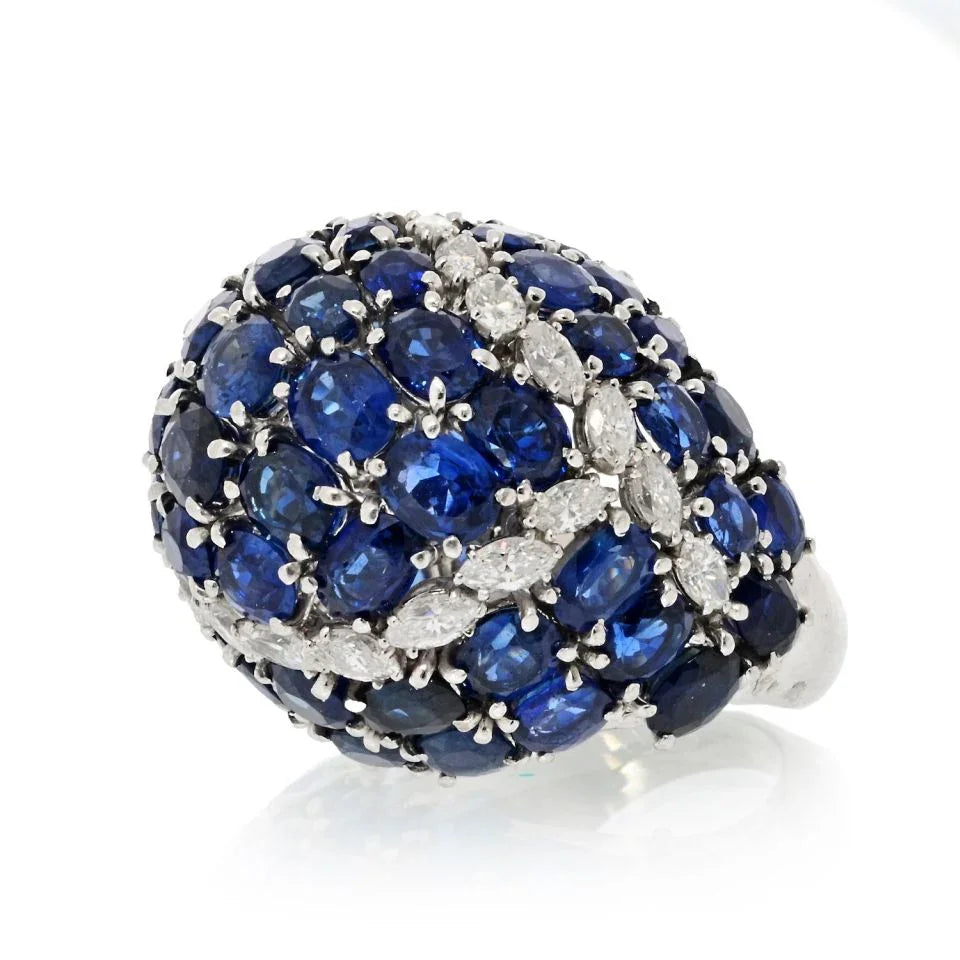 David Webb Platinum Sapphire & Diamonds Ring - The Back Vault