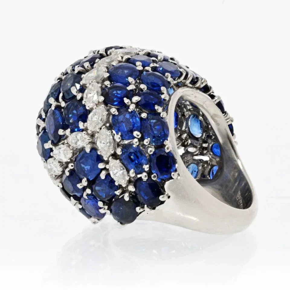 David Webb Platinum Sapphire & Diamonds Ring - The Back Vault