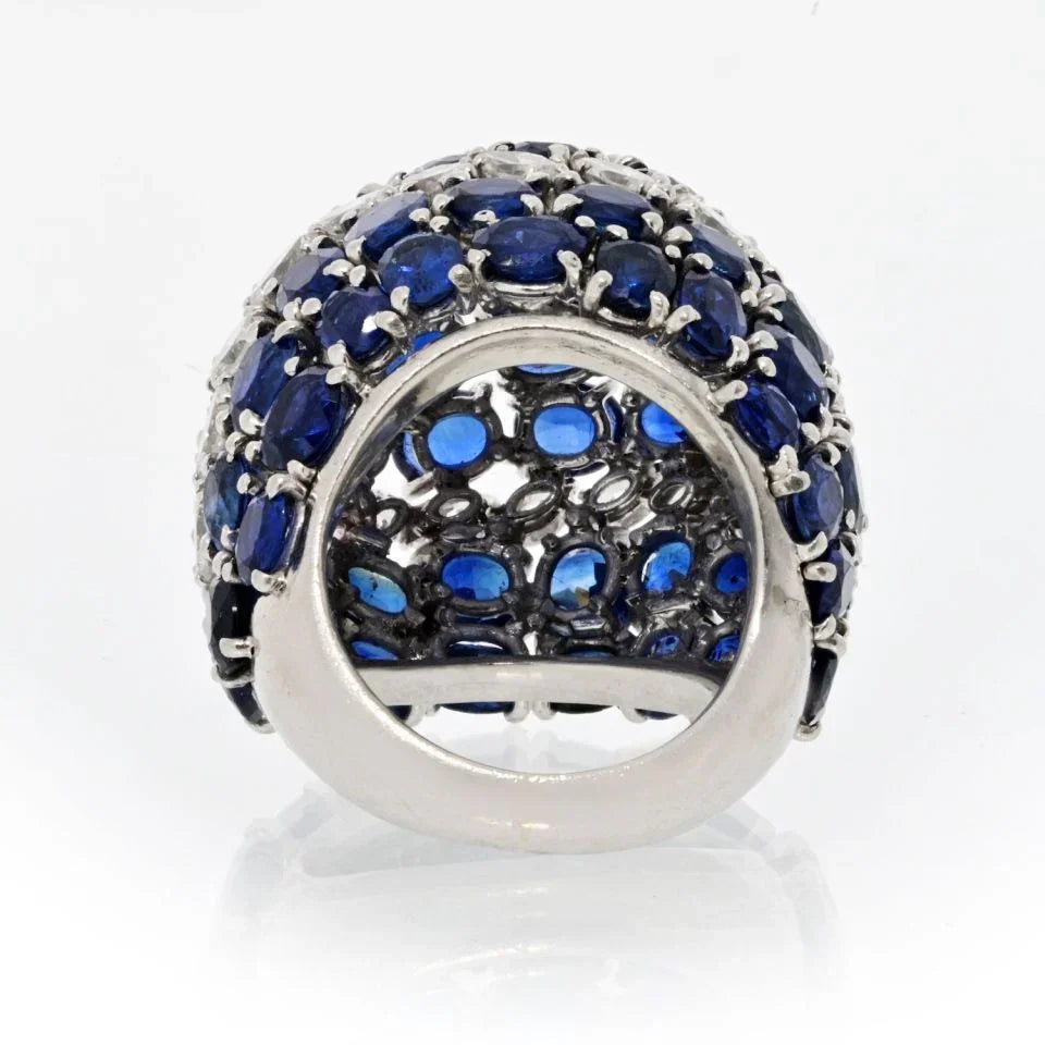 David Webb Platinum Sapphire & Diamonds Ring - The Back Vault