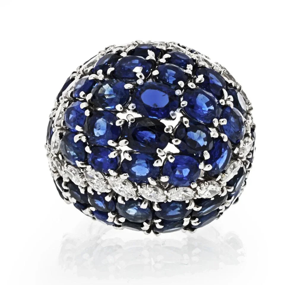 David Webb Platinum Sapphire & Diamonds Ring - The Back Vault