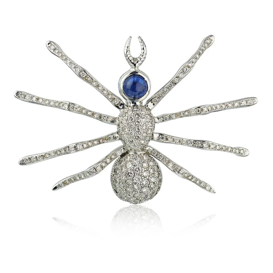 18K White Gold Diamond Spider Brooch - The Back Vault