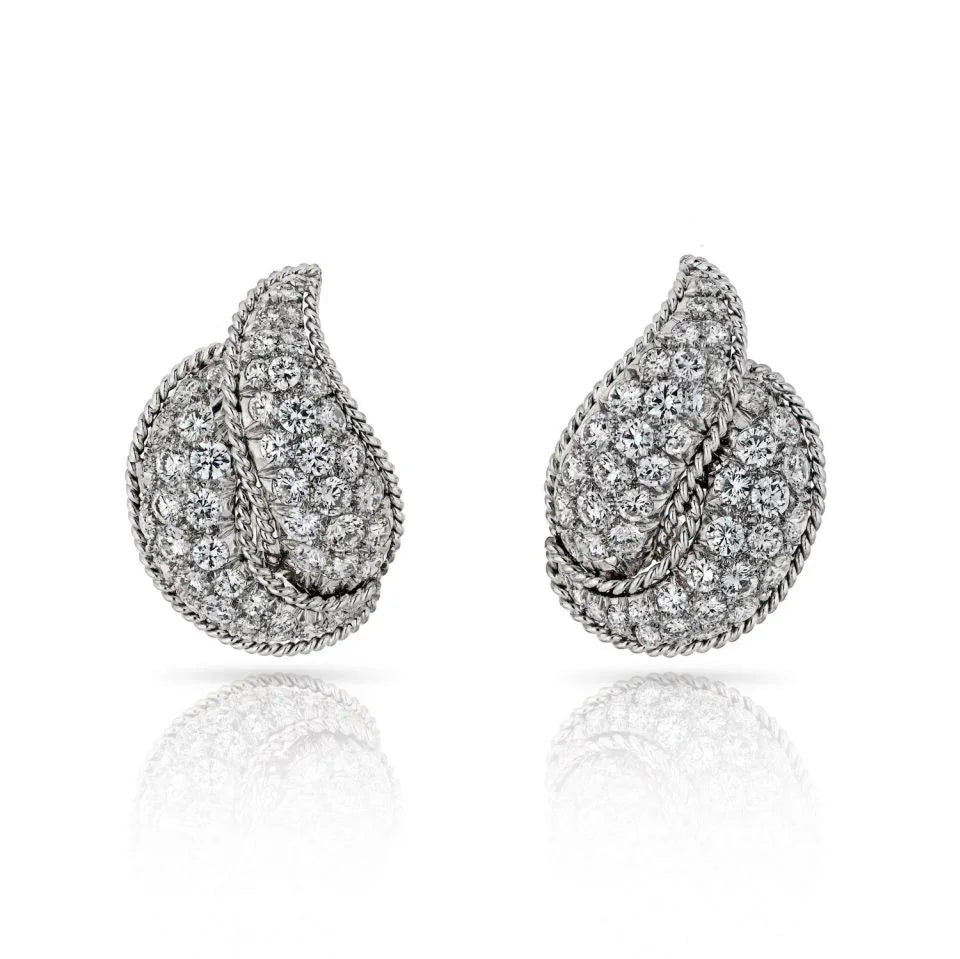 Circa 1970's Platinum 8.00 Carat Clip-On Diamond Earrings - The Back Vault