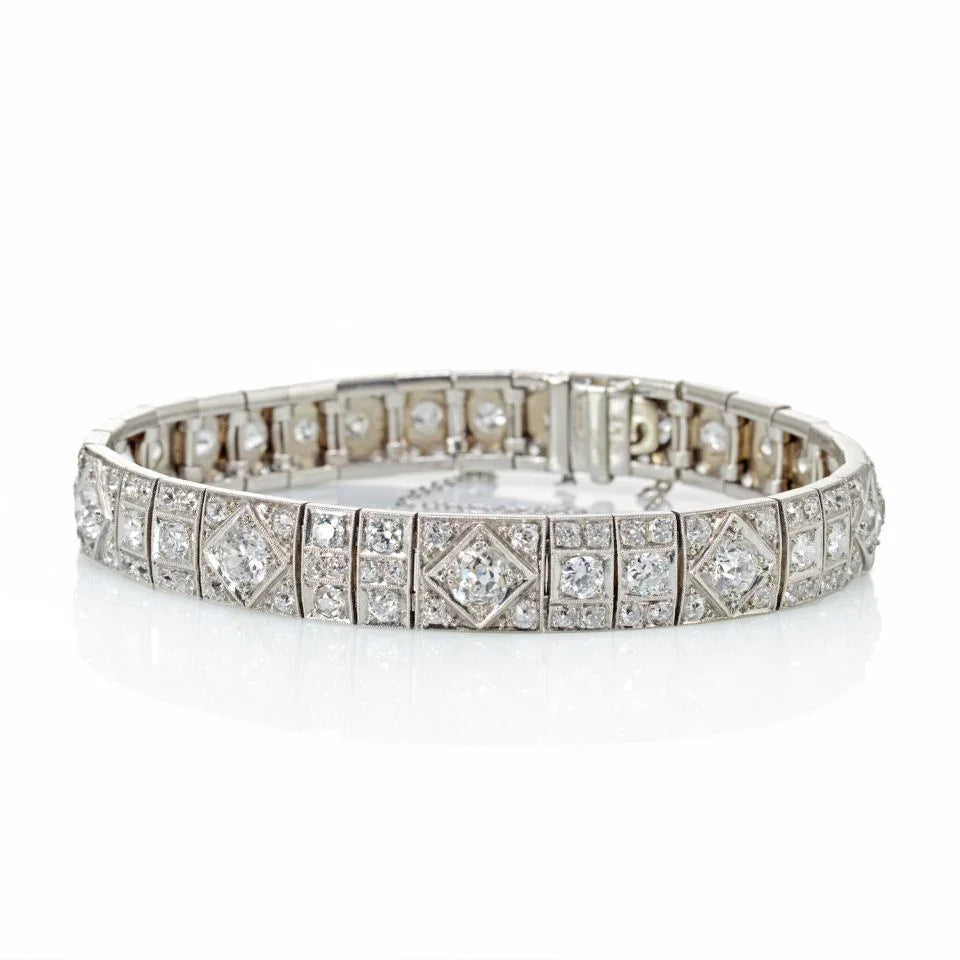 Art Deco Platinum 9cttw Diamond Bracelet - The Back Vault