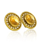 Kieselstein Cord 18K Yellow Gold Diamond & Citrine Round Clip-On Earrings - The Back Vault