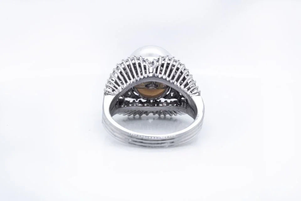 1960's Platinum Pearl & Diamond Ring - The Back Vault