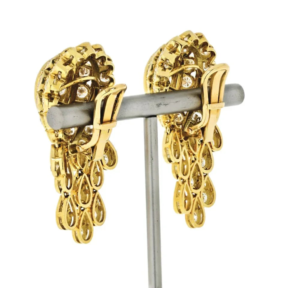 Chandelier 18K Yellow Gold Tassel Diamond Earrings - The Back Vault