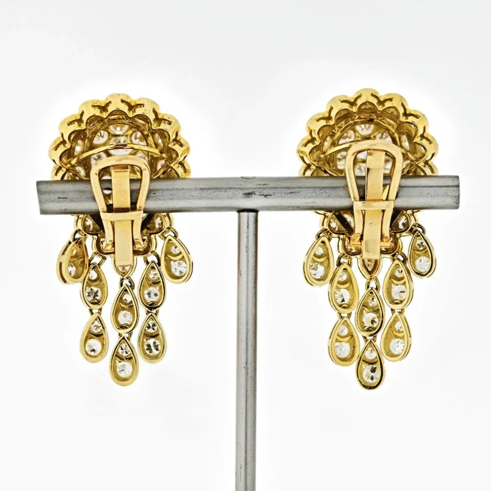 Chandelier 18K Yellow Gold Tassel Diamond Earrings - The Back Vault