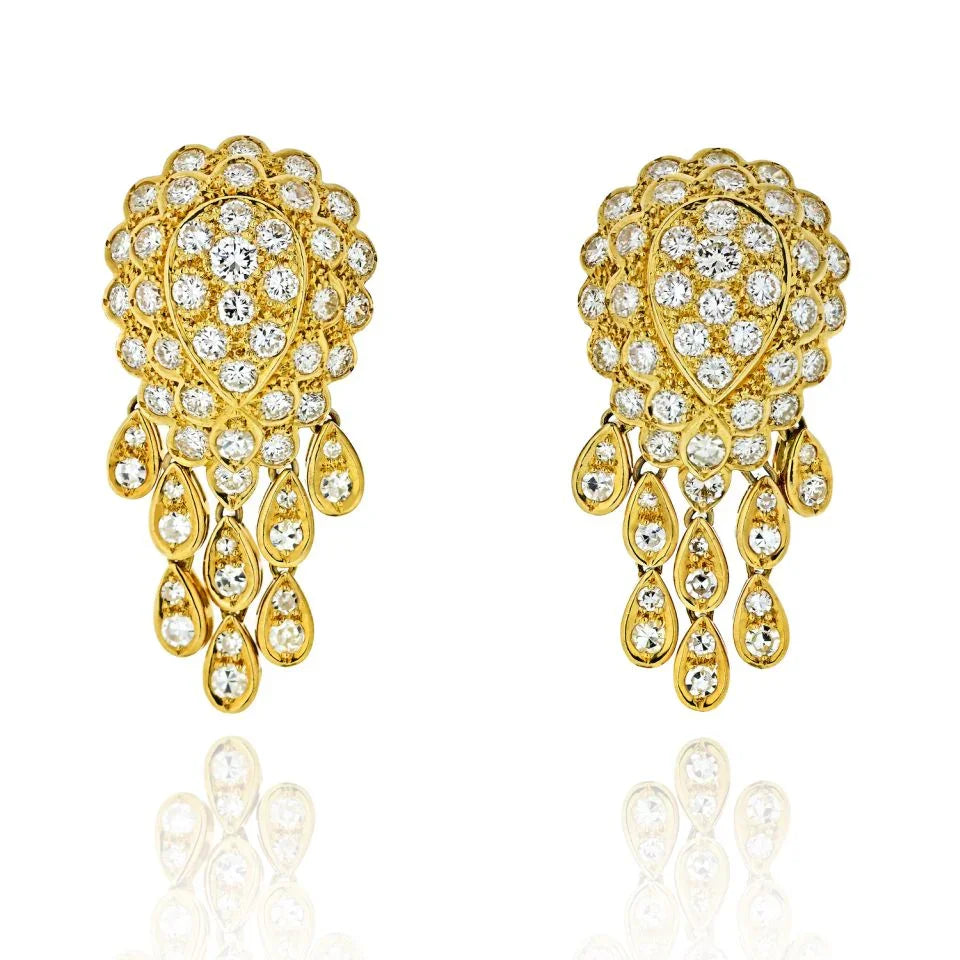 Chandelier 18K Yellow Gold Tassel Diamond Earrings - The Back Vault