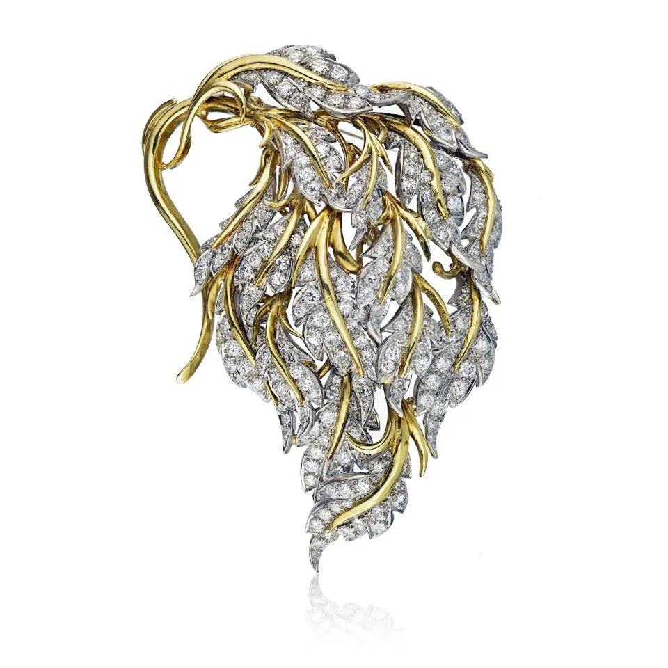 Platinum & 18K Yellow Gold Leaf Brooch - The Back Vault