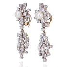 Chaumet 1950's Platinum Diamond And Pearl Drop Dangle Earrings - The Back Vault