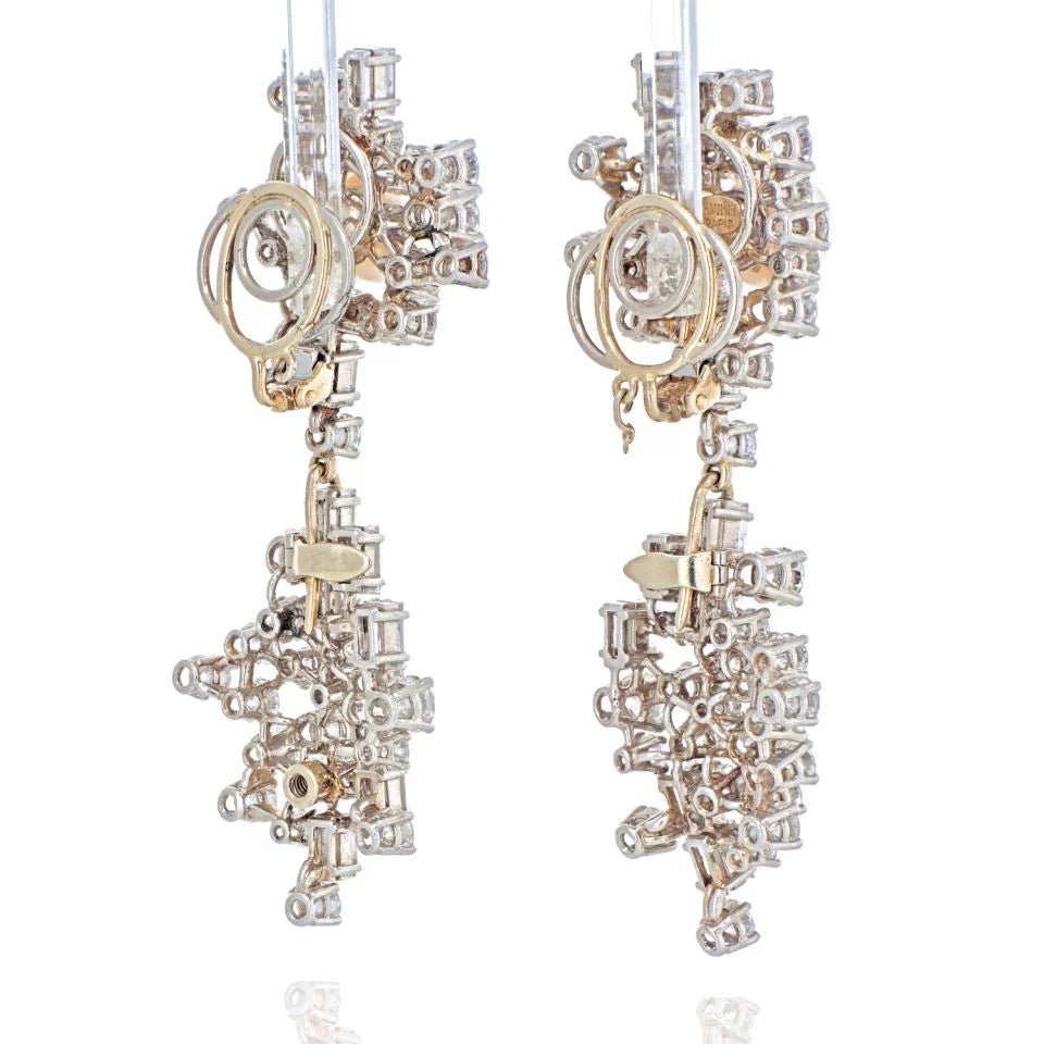 Chaumet 1950's Platinum Diamond And Pearl Drop Dangle Earrings - The Back Vault