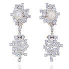 Chaumet 1950's Platinum Diamond And Pearl Drop Dangle Earrings - The Back Vault