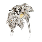 1970's Platinum & 18K Yellow Gold 25 Carat Diamond Flower Brooch - The Back Vault