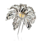 1970's Platinum & 18K Yellow Gold 25 Carat Diamond Flower Brooch - The Back Vault