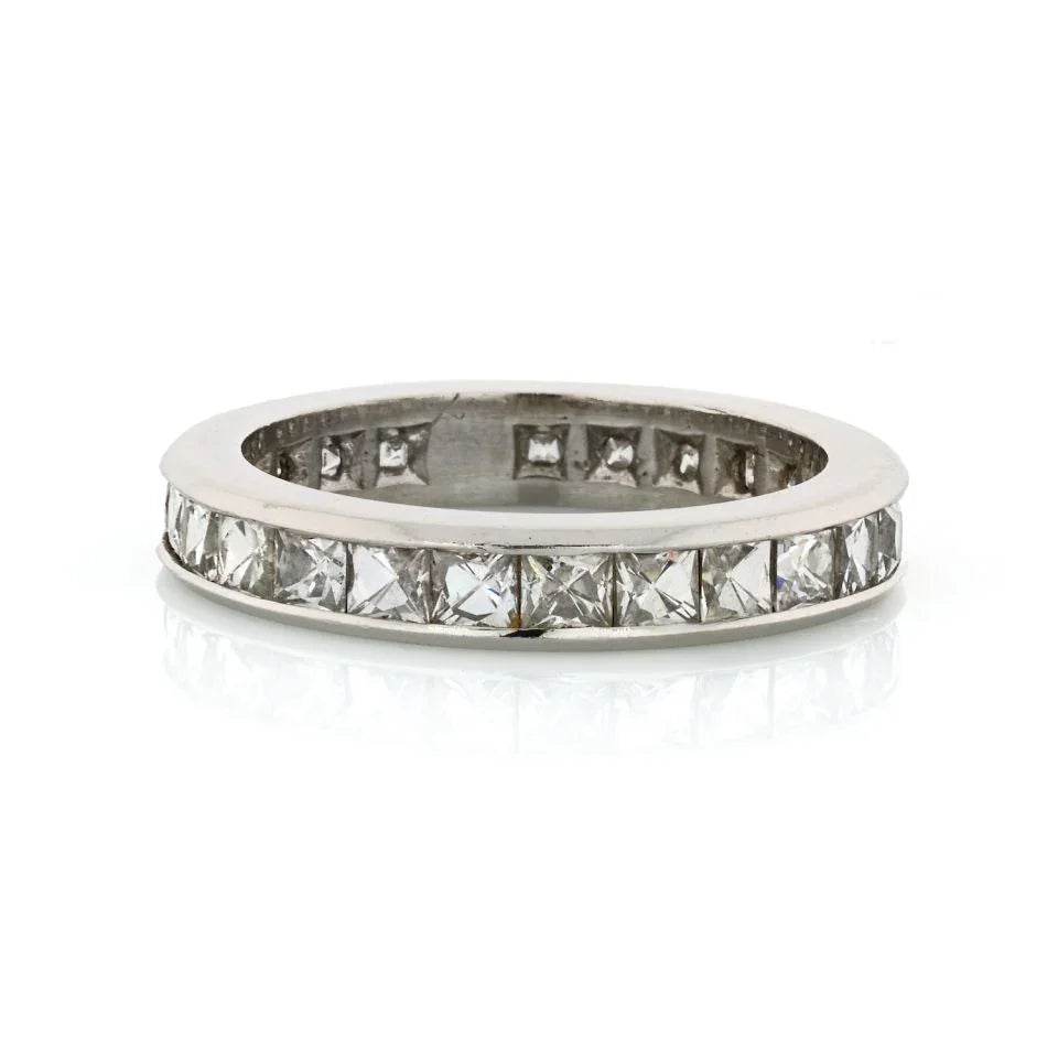 French Cut Platinum 3.00cttw Channel Set Diamond Eternity Band - The Back Vault