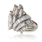 1960's Platinum 8 Carats Estate Marquise Baguette Cocktail Diamond Ring - The Back Vault