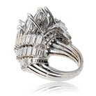 1960's Platinum 8 Carats Estate Marquise Baguette Cocktail Diamond Ring - The Back Vault