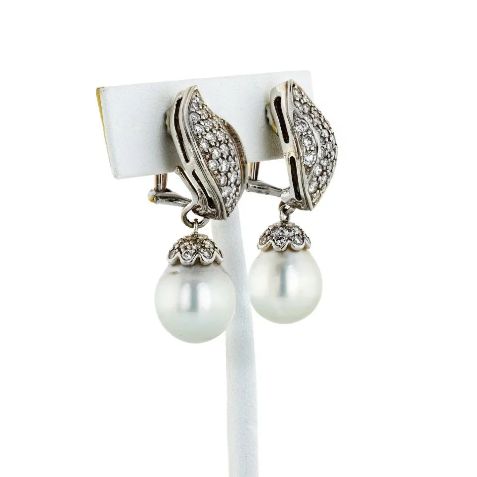 Seaman Schepps Diamond Pe 18K White Gold Drop Earrings - The Back Vault