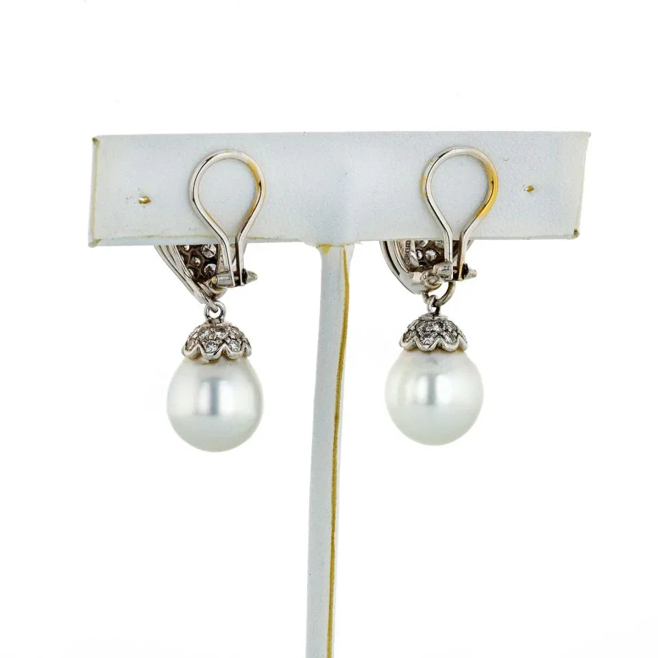 Seaman Schepps Diamond Pe 18K White Gold Drop Earrings - The Back Vault