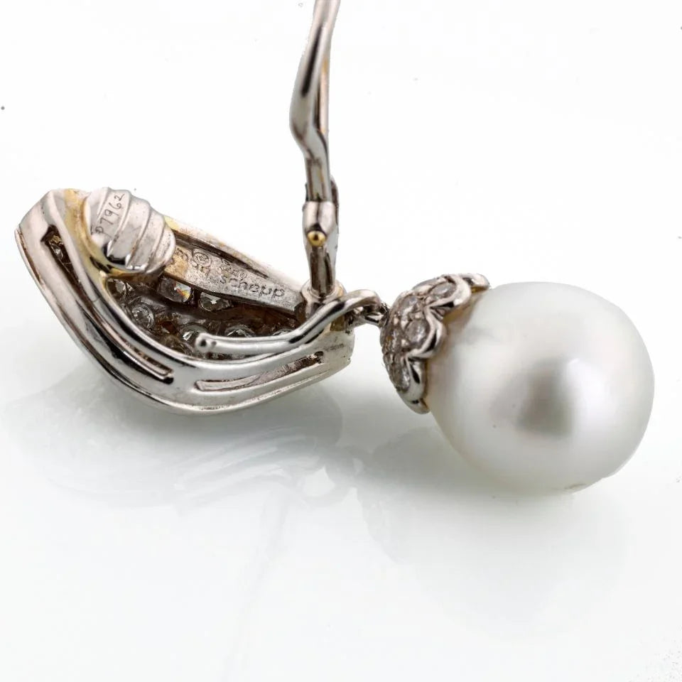 Seaman Schepps Diamond Pe 18K White Gold Drop Earrings - The Back Vault