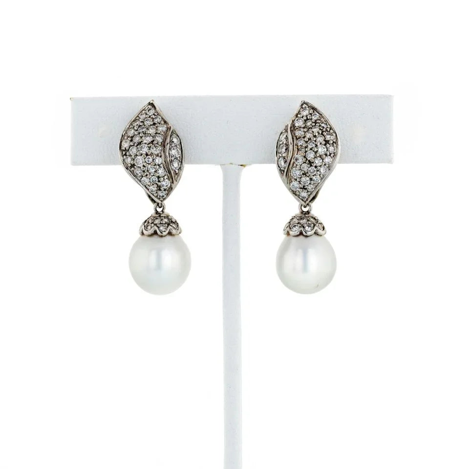 Seaman Schepps Diamond Pe 18K White Gold Drop Earrings - The Back Vault