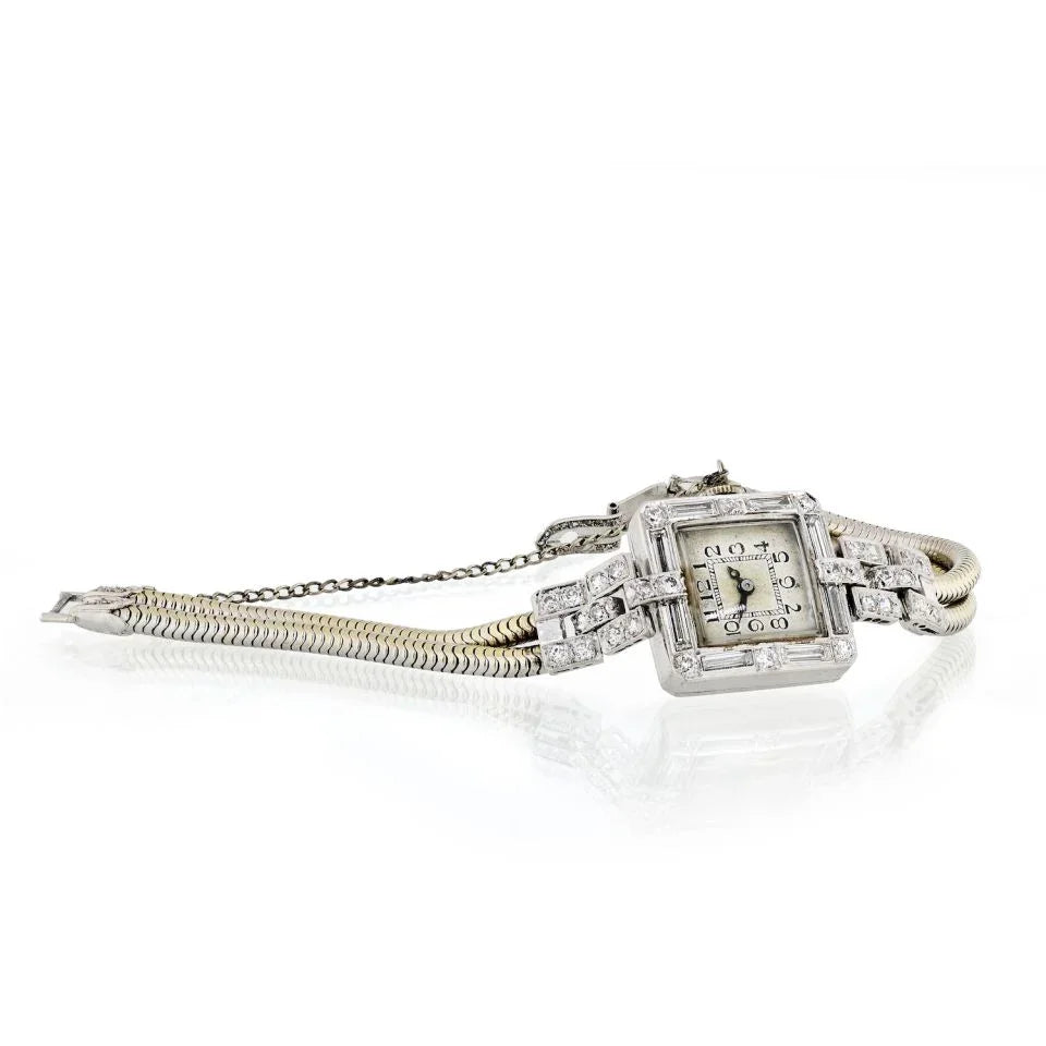 1920's Platinum Art Deco 5.86cts Diamond Watch - The Back Vault
