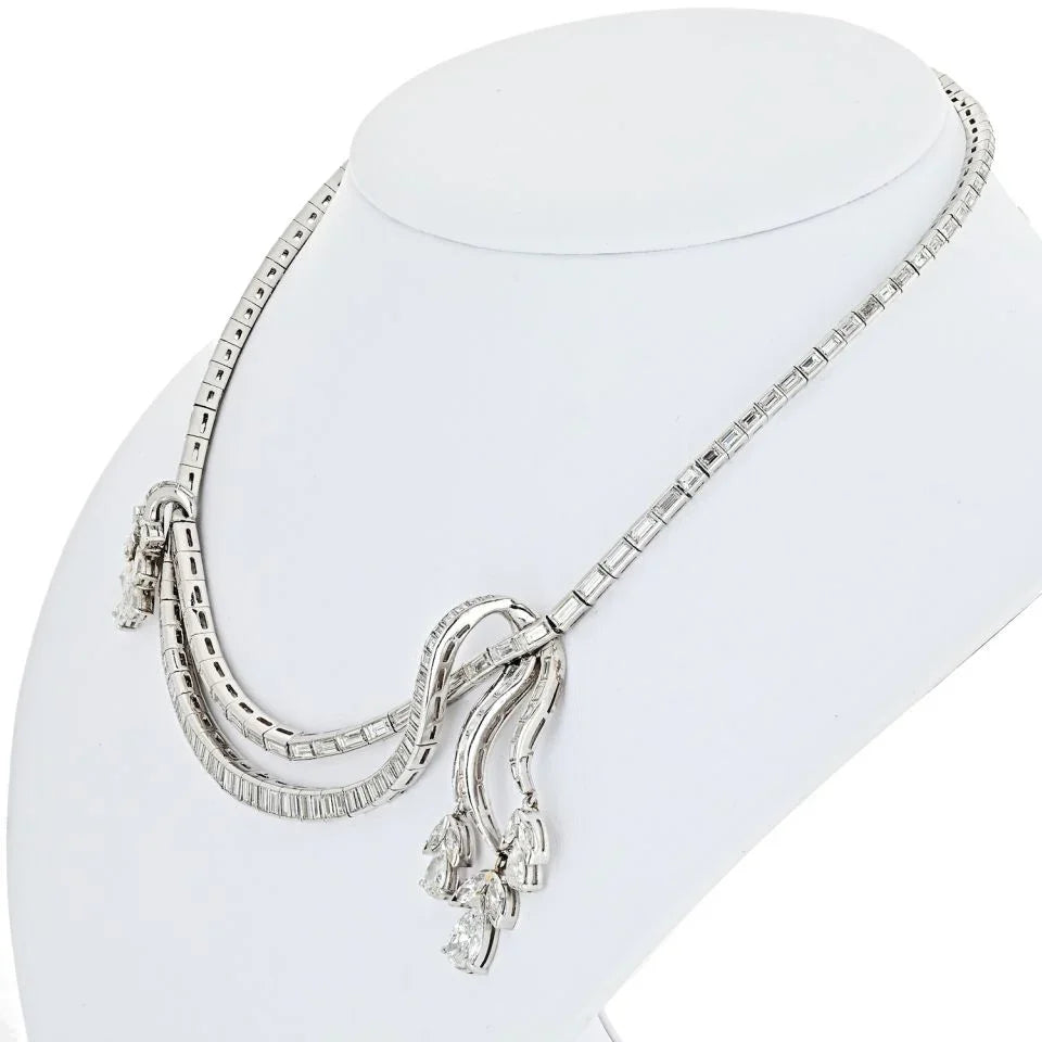 Art Deco Platinum 27.5 Carat Diamond Necklace - The Back Vault