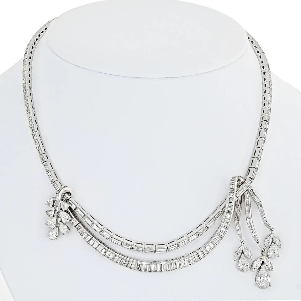 Art Deco Platinum 27.5 Carat Diamond Necklace - The Back Vault