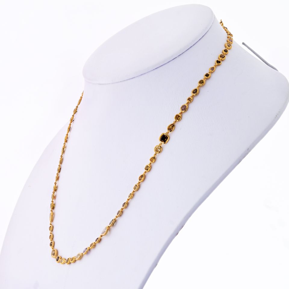 FancyColor 18K Yellow Gold 10.50cts 17 Inches Fancy Color Diamonds by the Yard Necklace