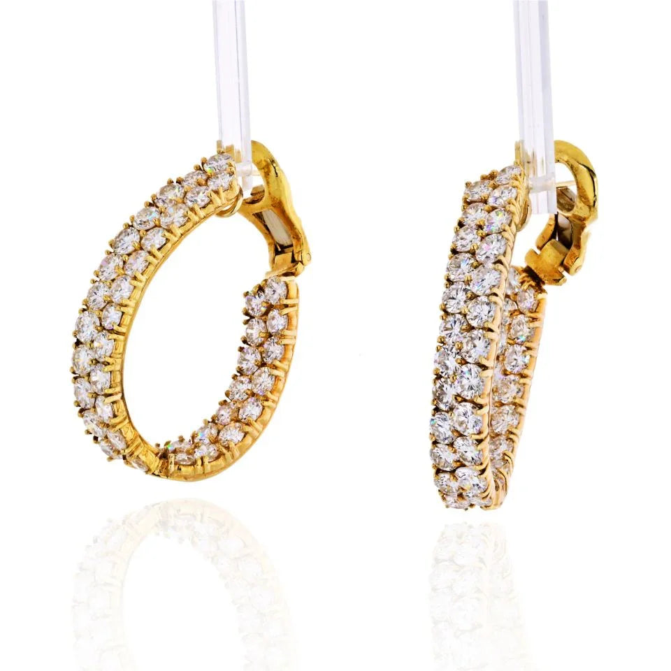 10.00 Carat Inside And Out 18K Yellow Gold Diamond Hoop Earrings - The Back Vault