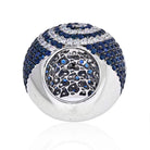 18K White Gold Sapphire And Diamond Large Dome Pave Ring - The Back Vault