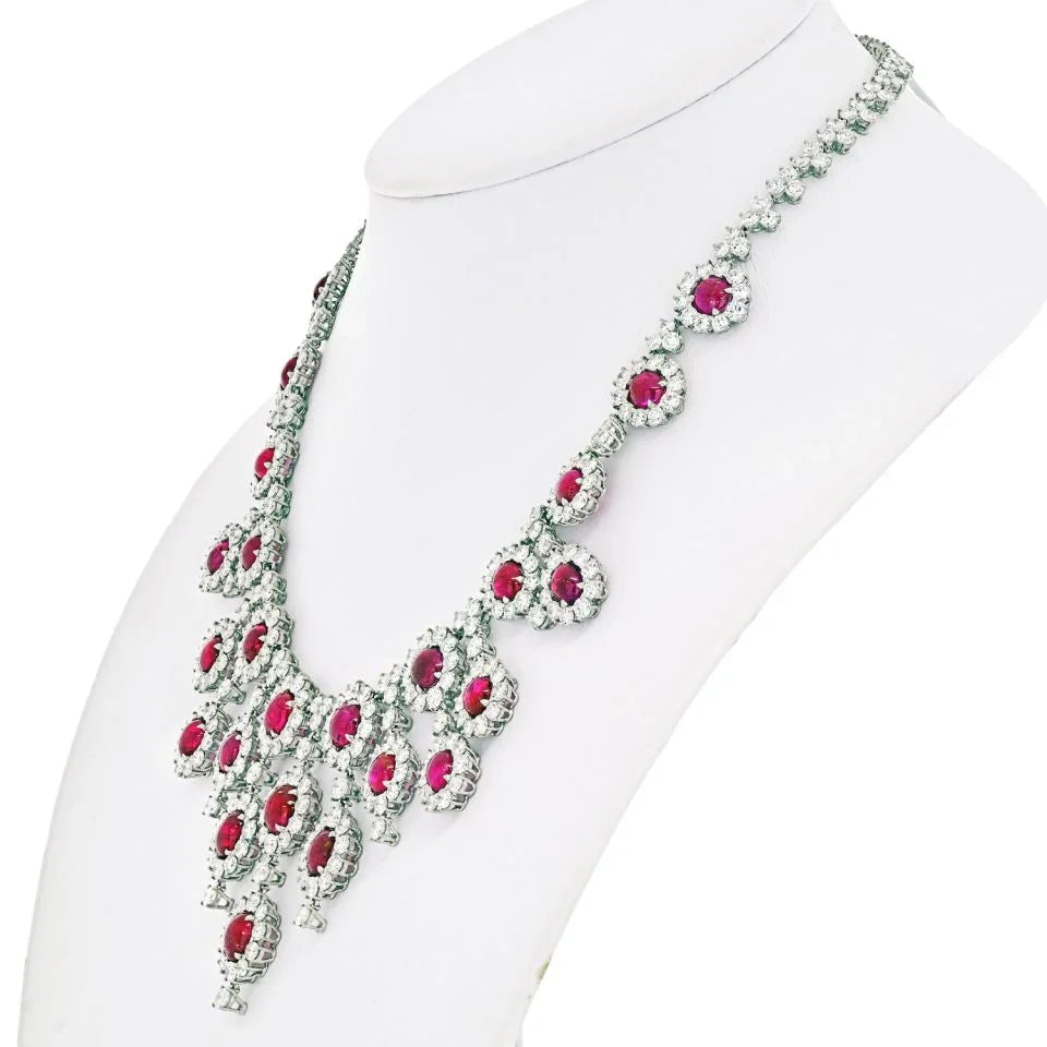 Platinum Ruby & Diamond Collar Necklace - The Back Vault