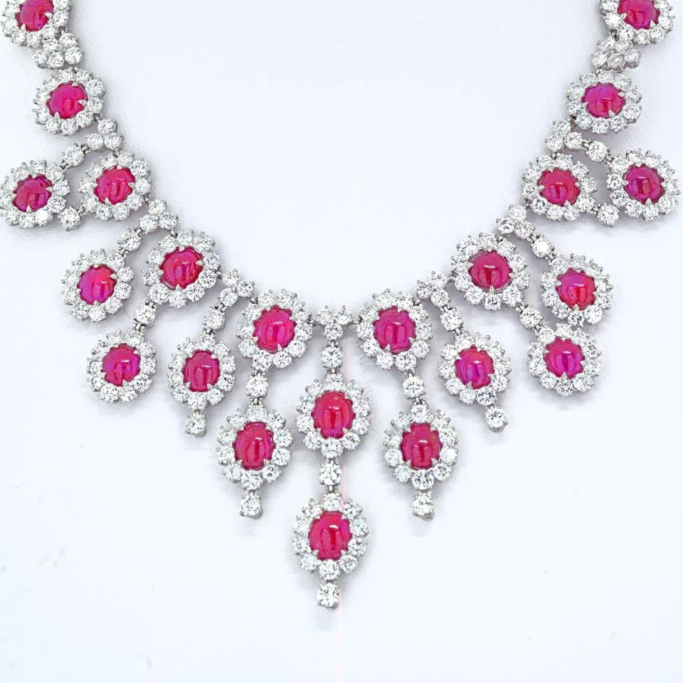 Platinum Ruby & Diamond Collar Necklace - The Back Vault
