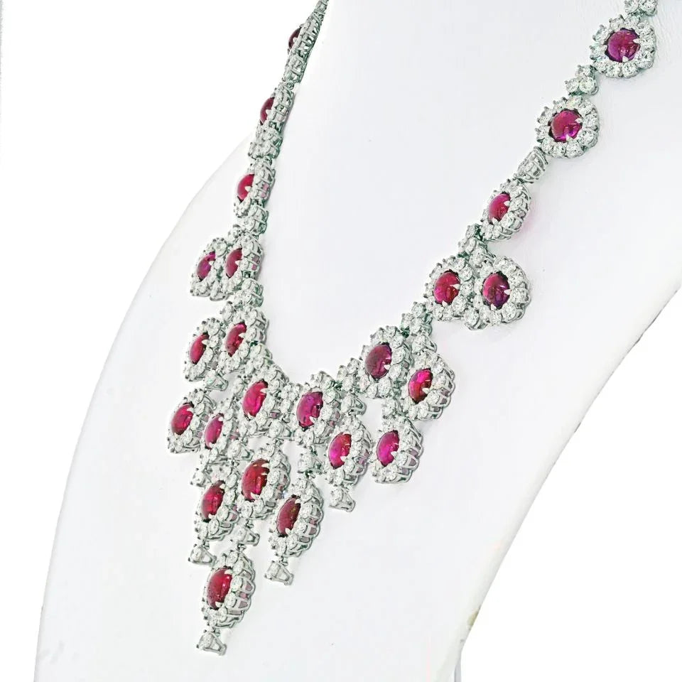 Platinum Ruby & Diamond Collar Necklace - The Back Vault
