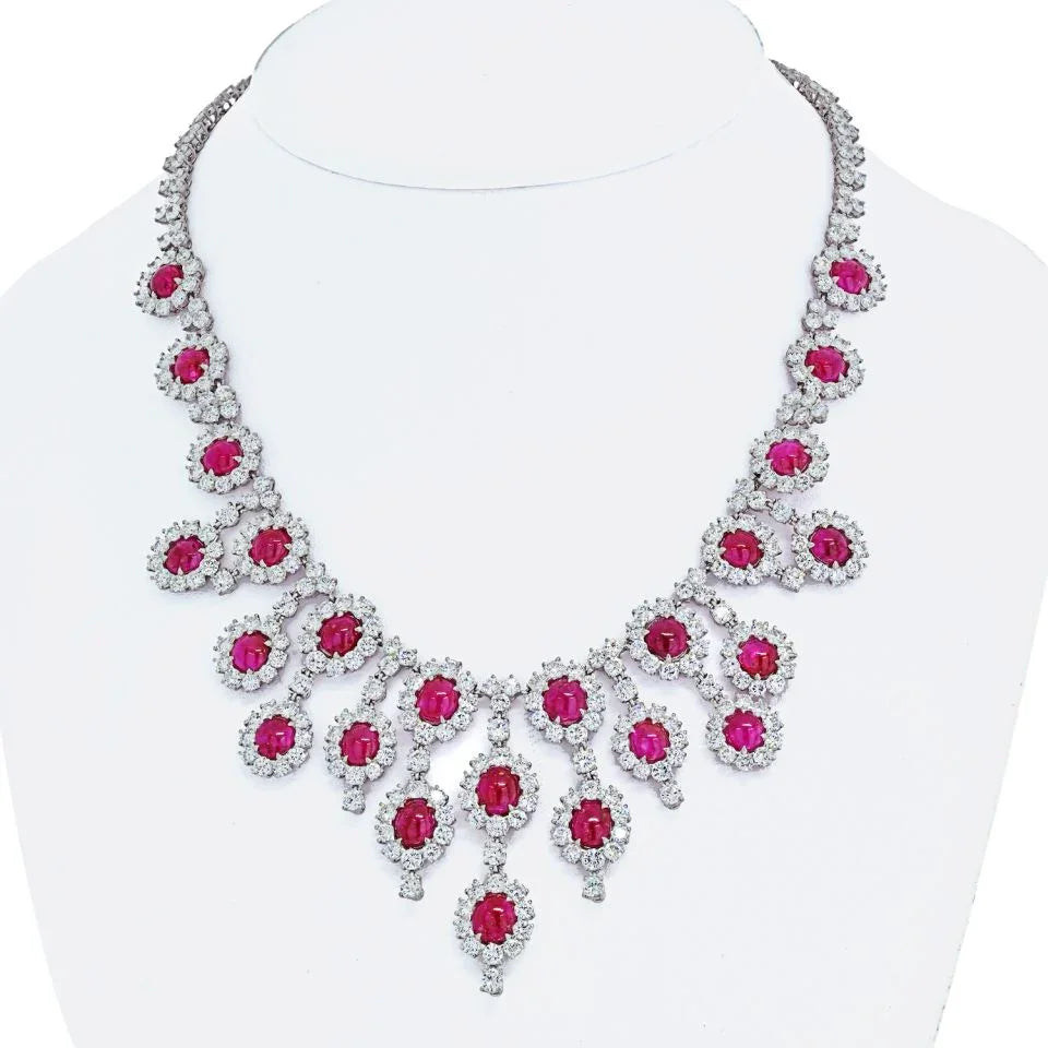 Platinum Ruby & Diamond Collar Necklace - The Back Vault