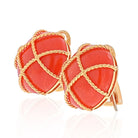 18K Yellow Gold Caged Coral Clip On Earrings - The Back Vault