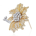 Platinum & 18K Yellow Gold 22 Carat Diamond Flower Brooch - The Back Vault