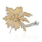 Platinum & 18K Yellow Gold 22 Carat Diamond Flower Brooch - The Back Vault