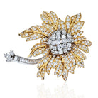Platinum & 18K Yellow Gold 22 Carat Diamond Flower Brooch - The Back Vault