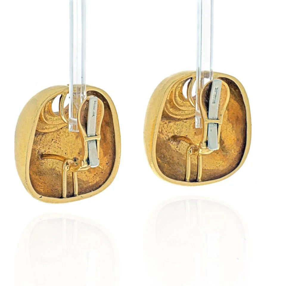 David Webb 18K Yellow Gold Crescent Earrings - The Back Vault